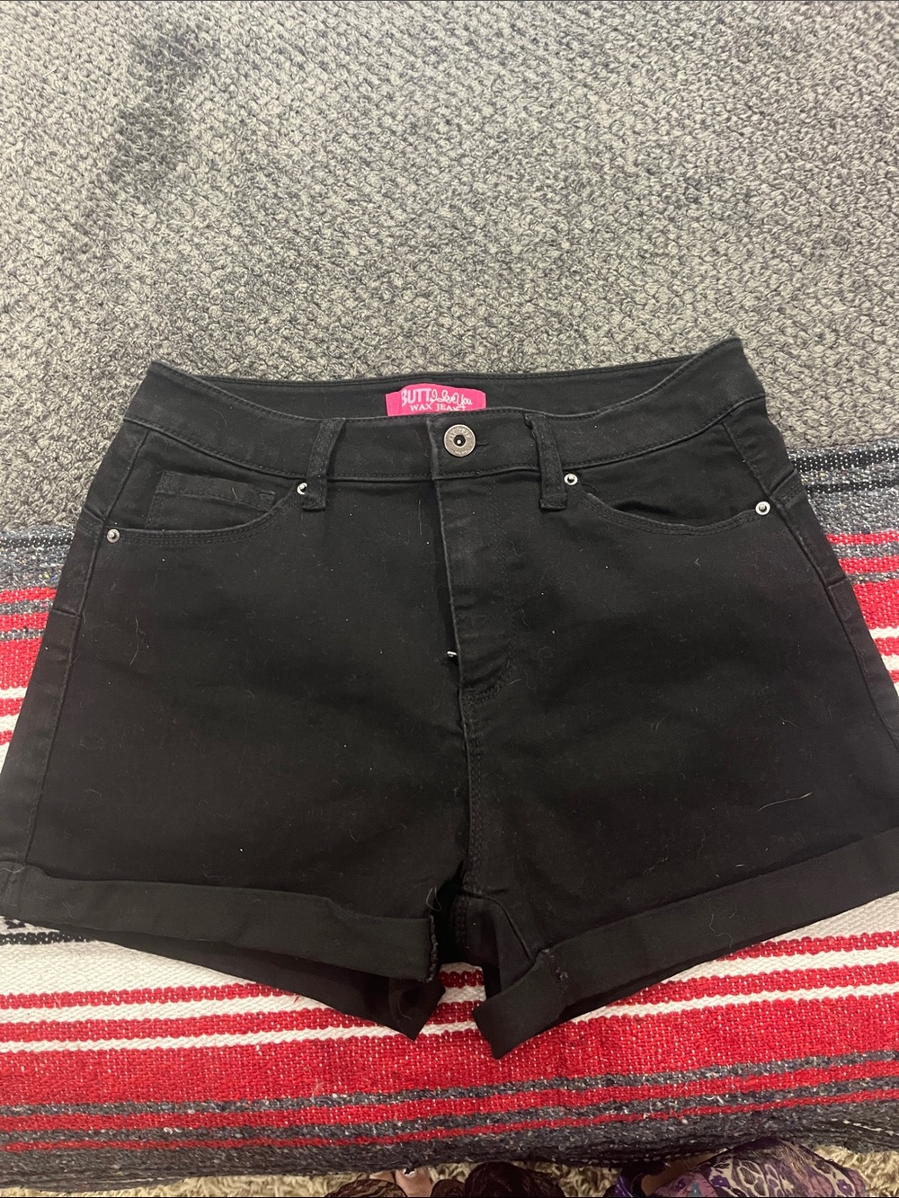 Wild Fable Black High-Rise Rolled Hem Denim Shorts